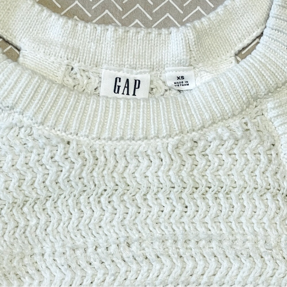 Gap Womens White‎ Crochet Knit Halter Neck Sleeveless Tank Top XS White - Picture 7 of 10